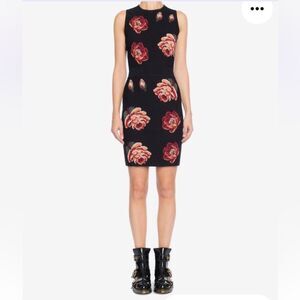 ALEXANDER MCQUEEN Women's Rose Tapestry Mini Knit Dress Sz Medium NEW